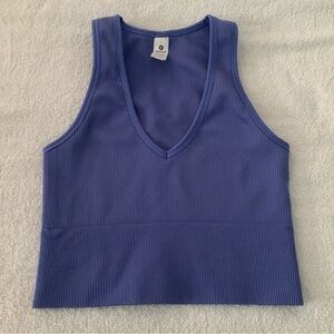 Women’s Small 90 DEGREE Reflex Periwinkle Blue Purple Ribbed V-Neck Tank Crop
